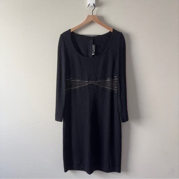 St. John Sheer Embellished Waist Evening Dress Long Sleeve Sparkly Rhinestones - Picture 1 of 15